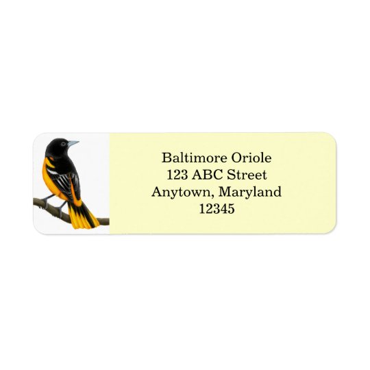 Customizable Baltimore Oriole Bird Avery Label Return Address Label
