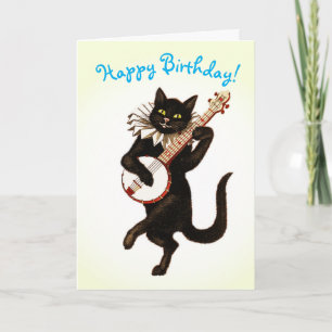 CUSTOMIZABLE BANJO CAT BIRTHDAY CARD