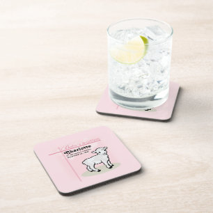 Customizable, Baptism, Pink, Girl, Lamb Coaster