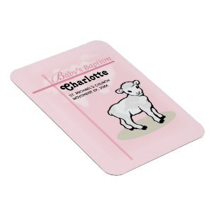 Customizable, Baptism, Pink, Girl, Lamb Magnet