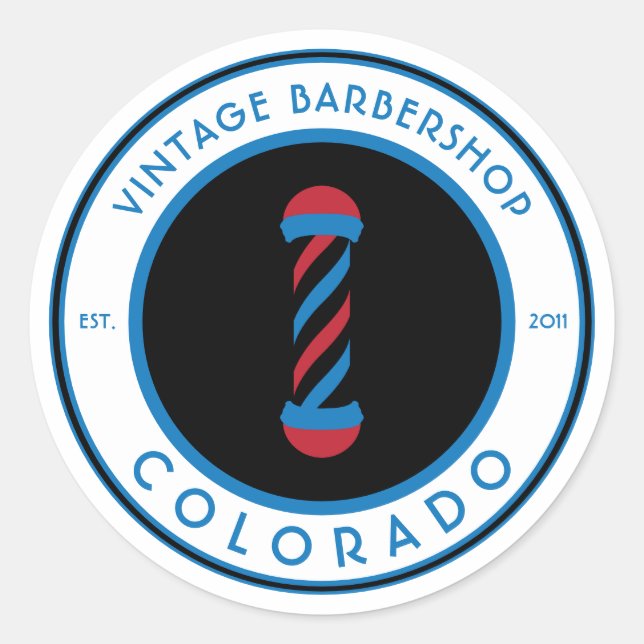 customizable barbershop pole classic round sticker (Front)