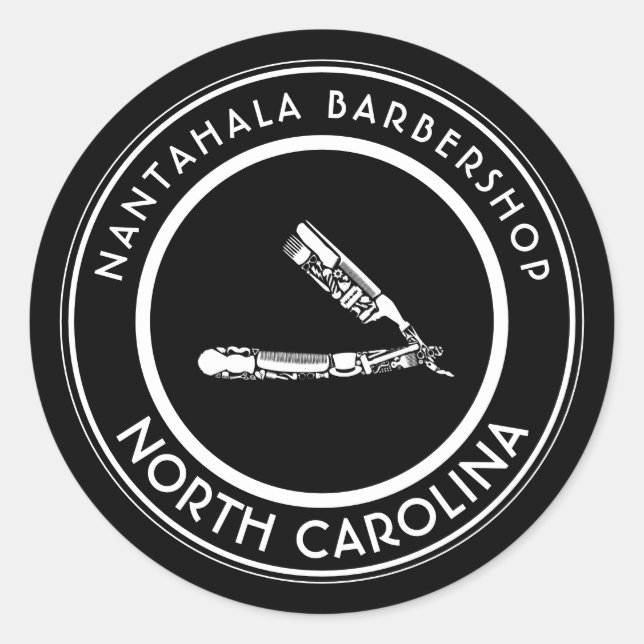 customizable barbershop razor icons classic round  sticker (Front)