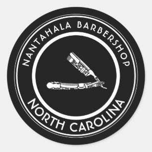 customizable barbershop razor icons classic round  sticker