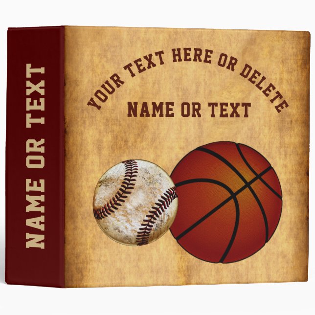 Customizable Baseball and, Basketball Photo Album Binder (Front/Spine)