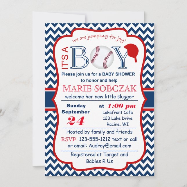 Customizable Baseball Baby Shower Invitation (Front)