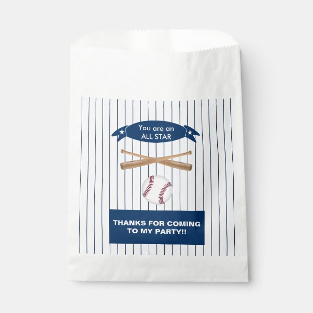Customizable Baseball Birthday party favour bag (Front)