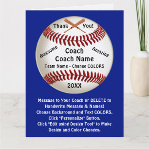 Customizable, Baseball Coach Thank You Card, Card