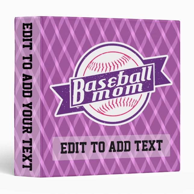 Customizable Baseball Mom Vinyl Binder (Front/Spine)