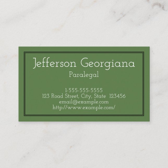 Customizable & Basic Paralegal Business Card (Front)