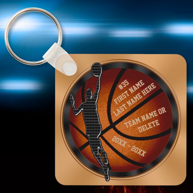 Customizable, Basketball Gifts Ideas, Keychain (Cool basketball gifts. Basketball senior night gift ideas. Basketball bag tags, for players, guys.)