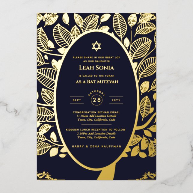 Customizable Bat Bar Mitzvah Event, Elegant Modern (Front)