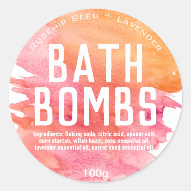 Customizable Bath Bomb Label (Front)