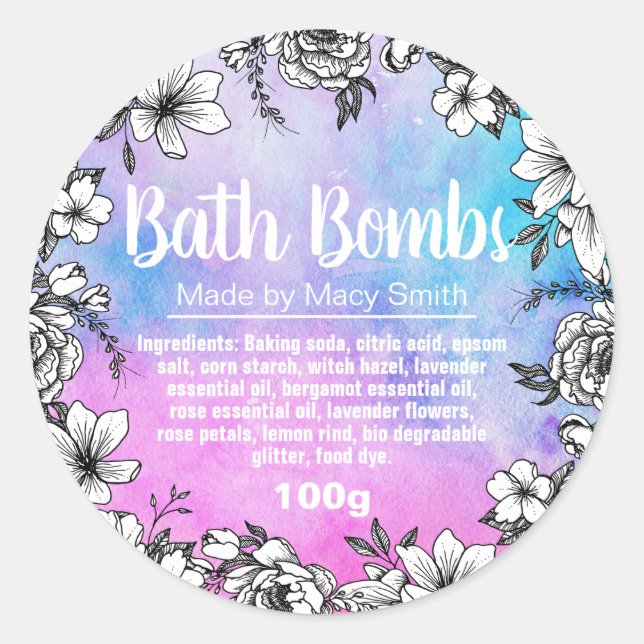 Customizable Bath Bomb Label (Front)