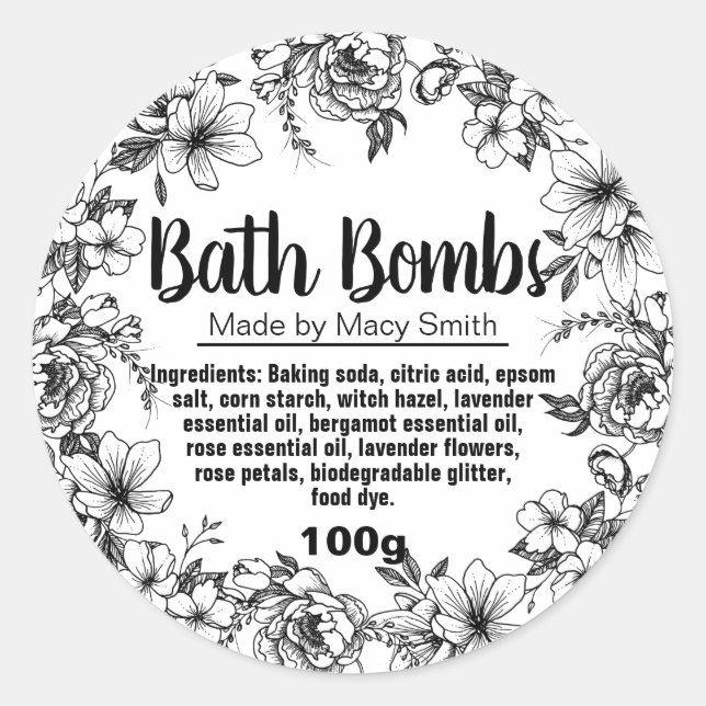 Customizable Bath Bomb Label (Front)