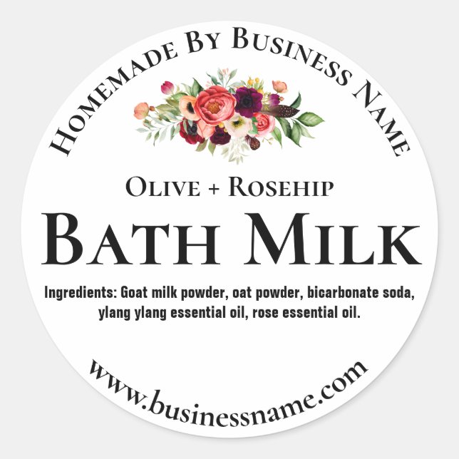 Customizable Bath Milk Label (Front)