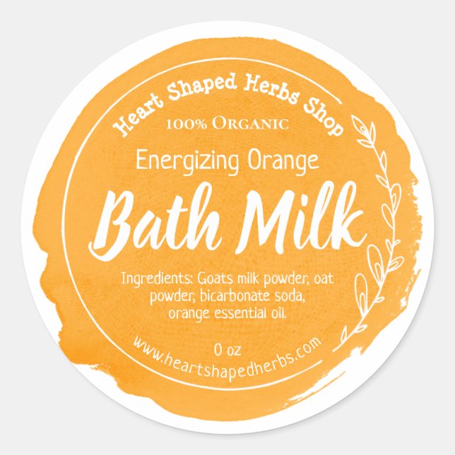 Customizable Bath Milk Label Handmade Business (Front)