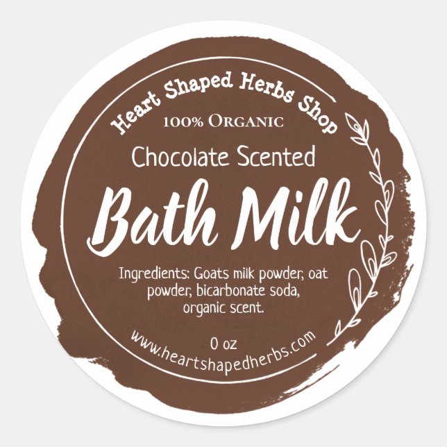 Customizable Bath Milk Label Handmade Business (Front)