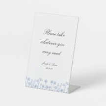 Customizable Bathroom Sign in Blue Wildflower