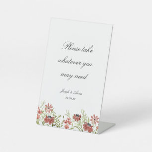 Customizable Bathroom Sign in Burgundy Wildflower