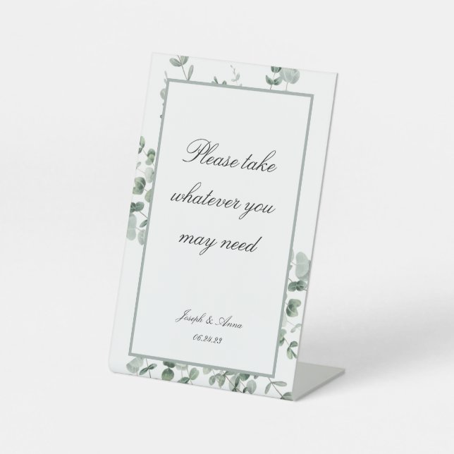 Customizable Bathroom Sign in Eucalyptus (Front)