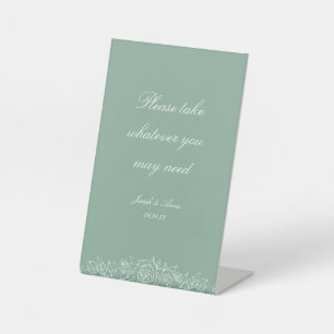 Customizable Bathroom Sign in Sage Florals