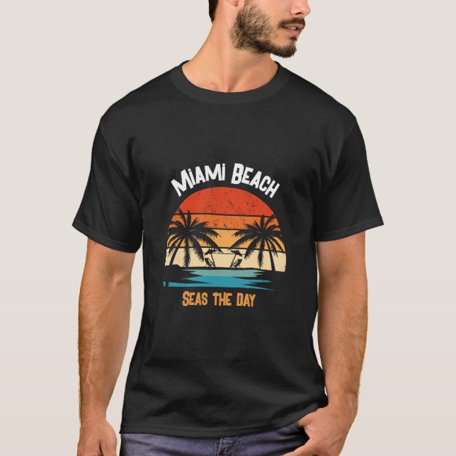 Customizable beach name with a customizable slogan T-Shirt (Front)
