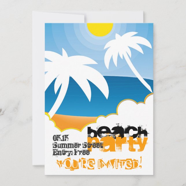 Customizable beach party invitation (Front)