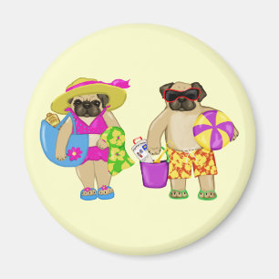Customizable Beach Pug Magnets