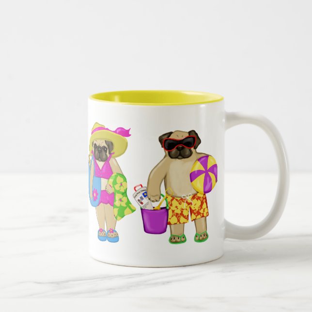 Customizable Beach Pug Mugs (Right)