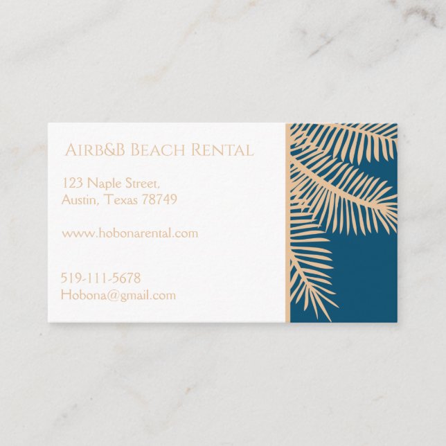 Customizable beach rental business card (Front)