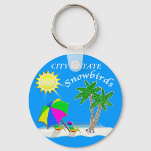 Customizable Beach Themed Keychains for Snowbirds