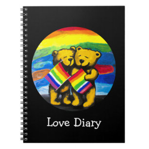 Customizable Bears Love Couple LGBT Rainbow Flag Notebook