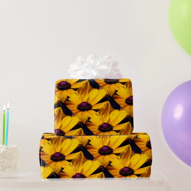 Customizable Beautiful yellow Daisy flower Wrapping Paper (Party Gifts)