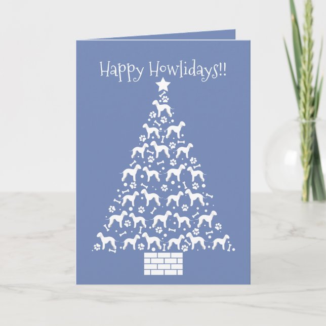 Customizable Bedlington Terrier Holiday Card (Front)
