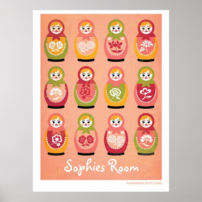 Customizable bedroom poster of russian matryoshka (Front)
