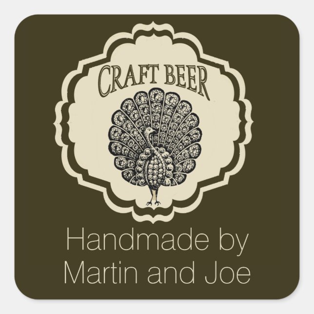 Customizable Beer Labels with Peacock (Front)