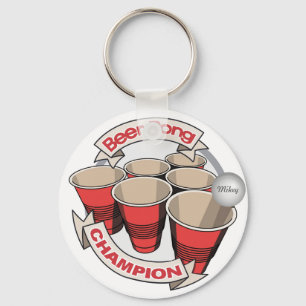Customizable Beer Pong Champion Keychain