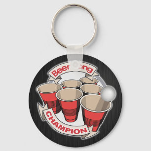 Customizable Beer Pong Champion Keychain