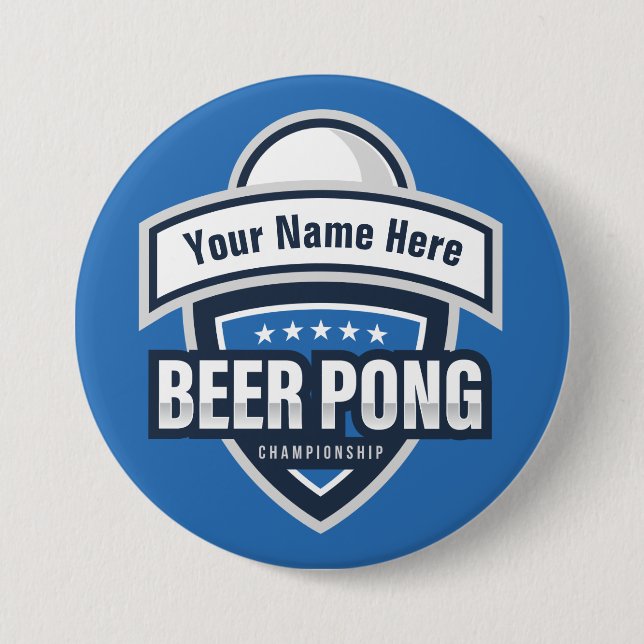 Customizable Beer Pong Championship Logo 3 Inch Round Button (Front)
