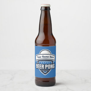 Customizable Beer Pong Championship Logo Beer Bottle Label