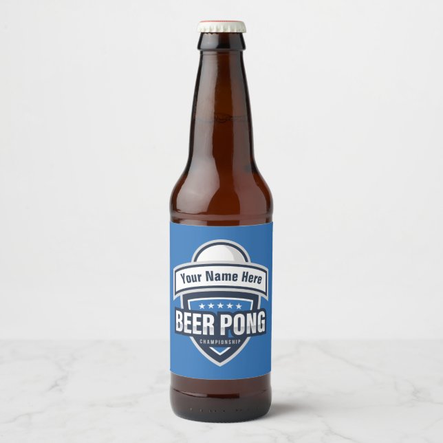 Customizable Beer Pong Championship Logo Bottle Label (Front)
