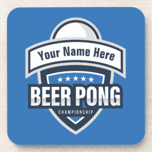 Customizable Beer Pong Championship Logo Coaster