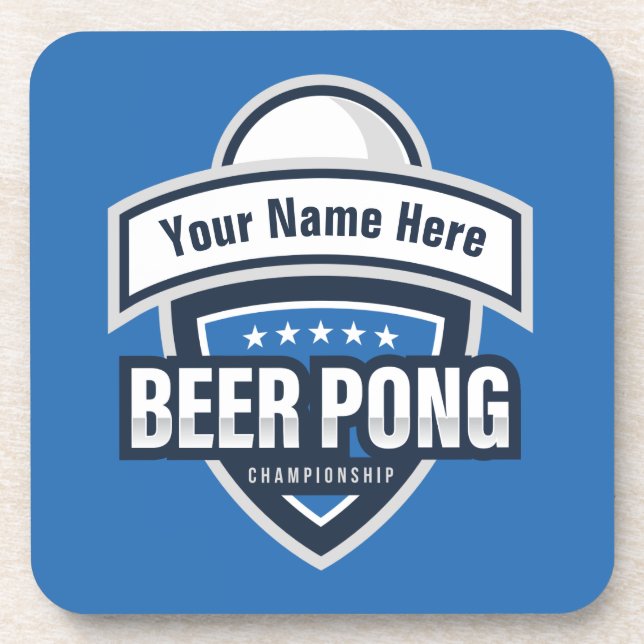 Customizable Beer Pong Championship Logo Coaster (Front)