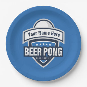 Customizable Beer Pong Championship Logo Paper Plate