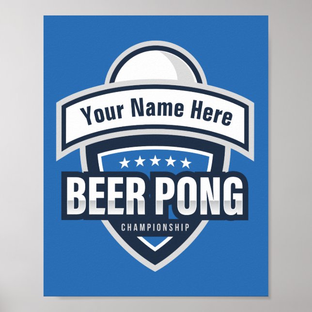 Customizable Beer Pong Championship Logo Poster (Front)