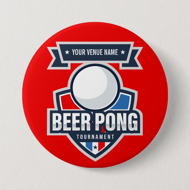 Customizable Beer Pong Tournament Logo 3 Inch Round Button (Front)