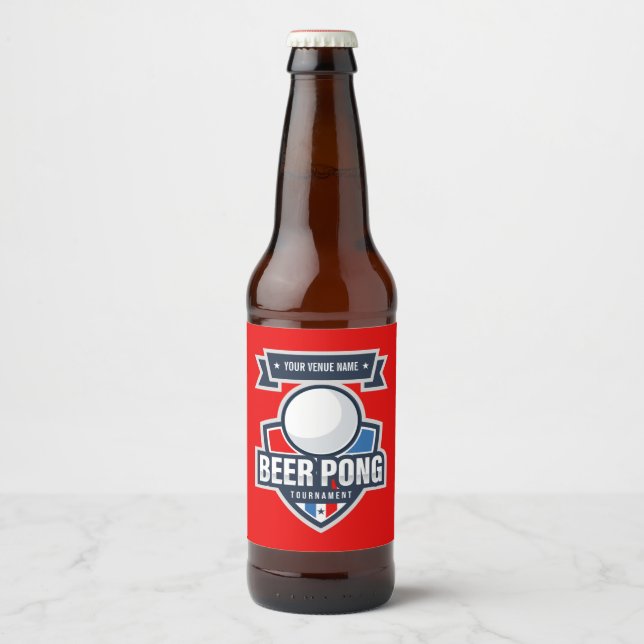 Customizable Beer Pong Tournament Logo Beer Bottle Label (Front)