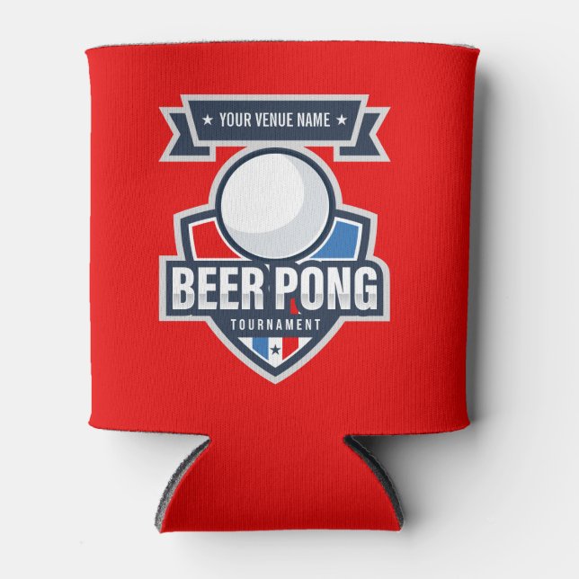 Customizable Beer Pong Tournament Logo Can Cooler (Front)