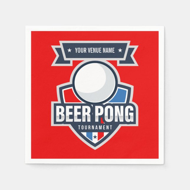 Customizable Beer Pong Tournament Logo Napkin (Front)