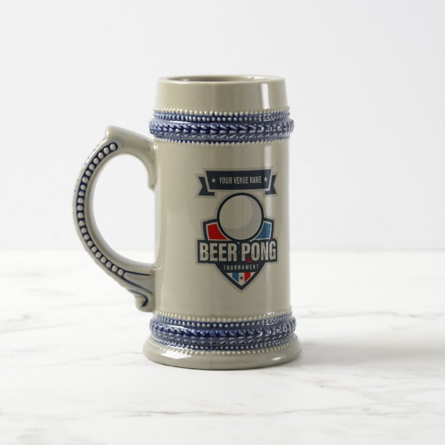 Customizable Beer Pong Tournament Logo Stein (Left)
